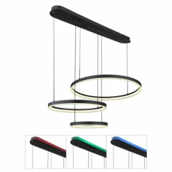 Suspension Globo AUGUSTO LED Or, Noir, 2 lumières, Télécommandes, Changeur de couleurs