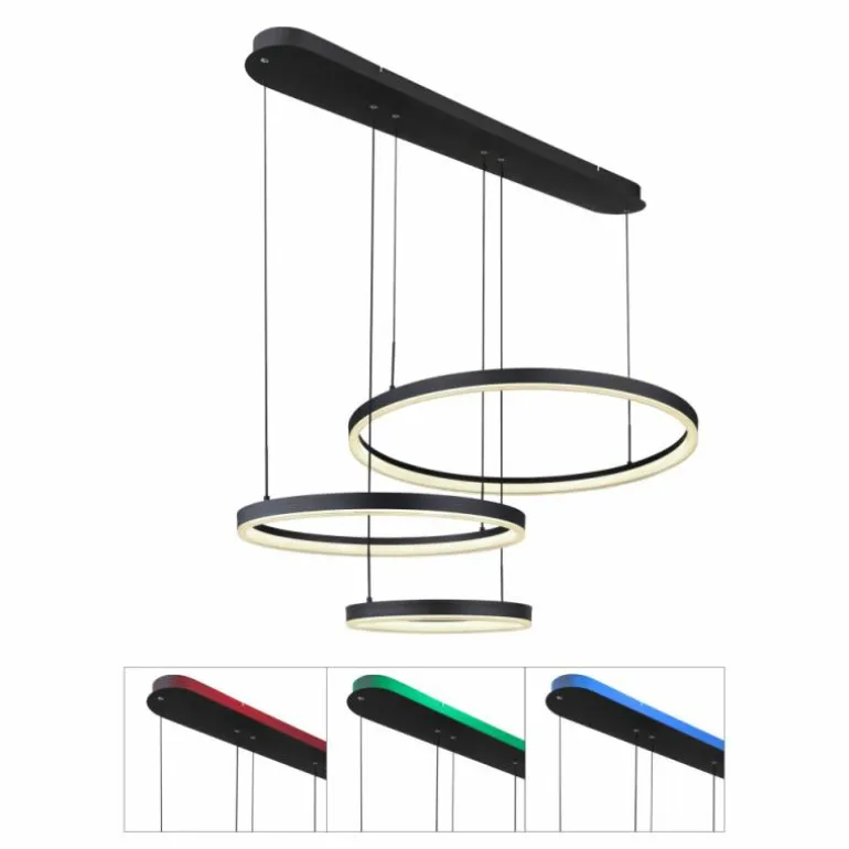 Suspension Globo AUGUSTO LED Or, Noir, 2 lumières, Télécommandes, Changeur de couleurs