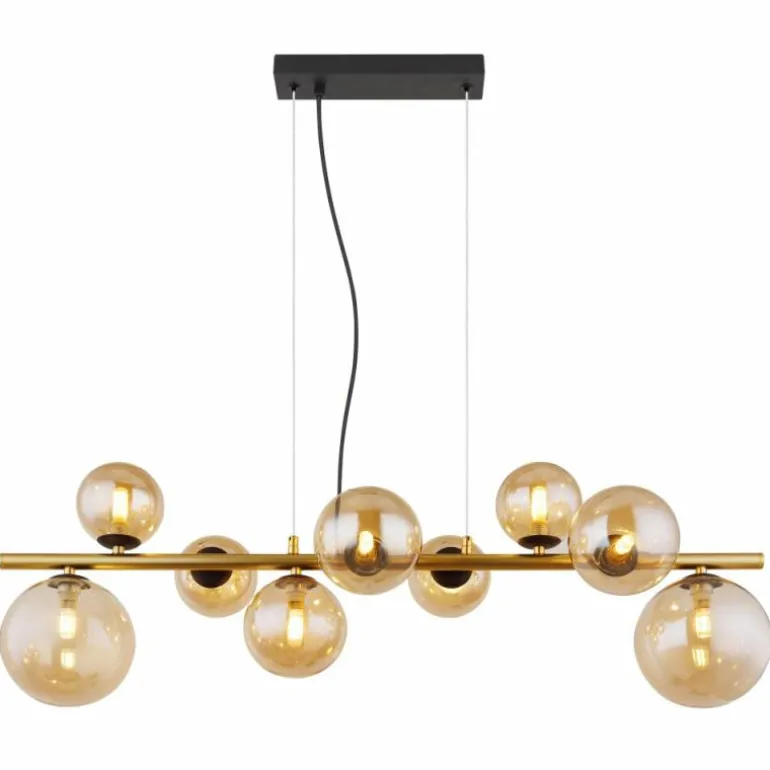 Suspension Globo RIHA LED Laiton, Noir, 9 lumières