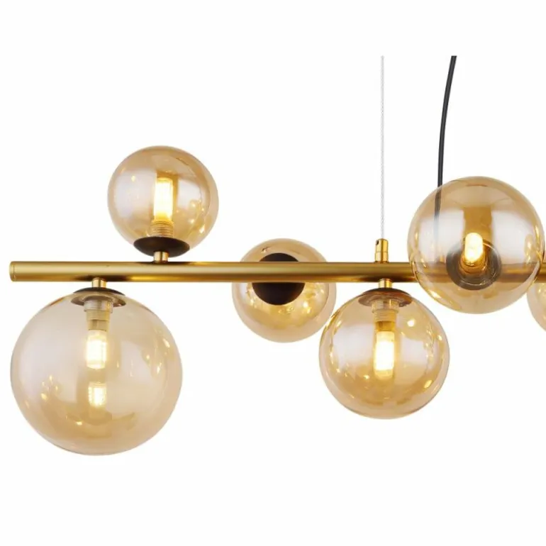 Suspension Globo RIHA LED Laiton, Noir, 9 lumières