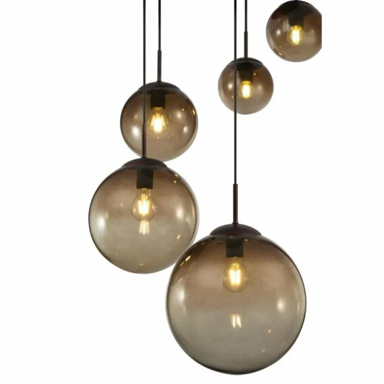 Suspension Globo VARUS Brun, Noir, 5 lumières