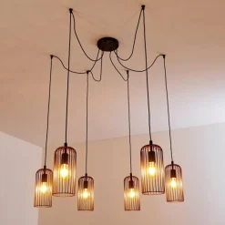Suspension Gresso Noir, 6 lumières
