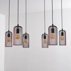 Suspension Gresso Noir, 6 lumières