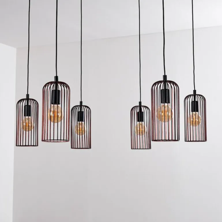 Suspension Gresso Noir, 6 lumières