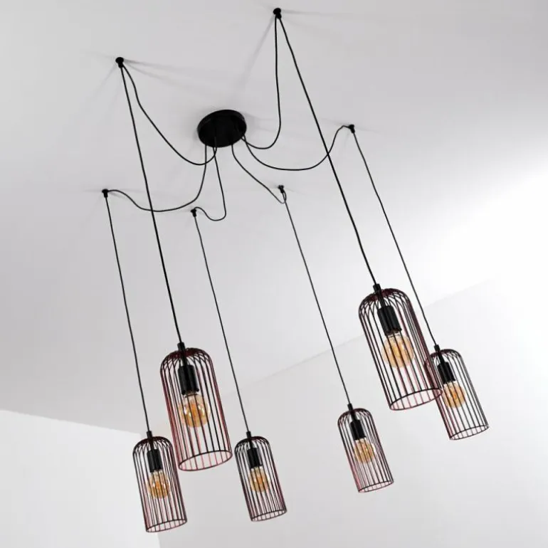 Suspension Gresso Noir, 6 lumières