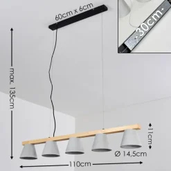 Suspension Halltorp Bois clair, Noir, 5 lumières