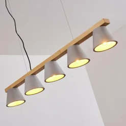 Suspension Halltorp Bois clair, Noir, 5 lumières