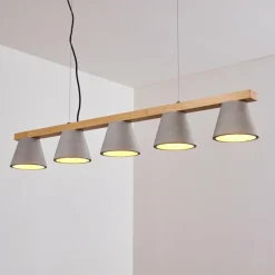 Suspension Halltorp Bois clair, Noir, 5 lumières