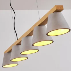 Suspension Halltorp Bois clair, Noir, 5 lumières