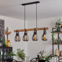 Suspension Hocker Écru, Noir, 4 lumières