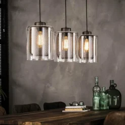 Suspension Hoefhaven Acier brossé, 3 lumières