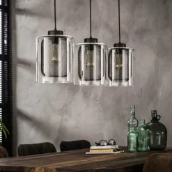 Suspension Hoefhaven Acier brossé, 3 lumières