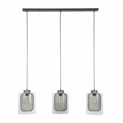 Suspension Hoefhaven Acier brossé, 3 lumières