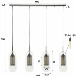 Suspension Hoefhaven Zingué, 4 lumières