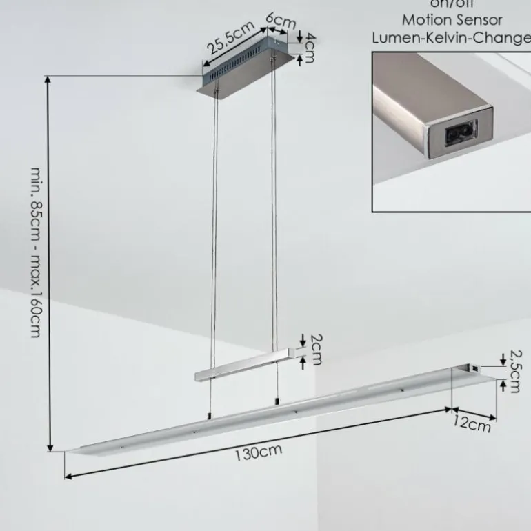 Suspension Hogana LED Nickel mat, 1 lumière
