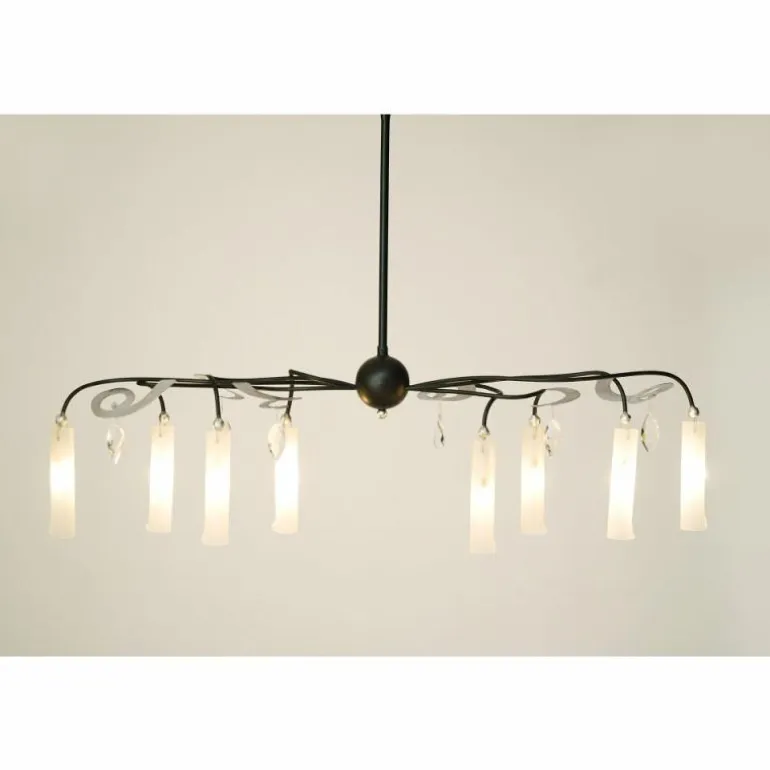 Suspension Holländer CASINO OVAL Noir, Argenté, 8 lumières