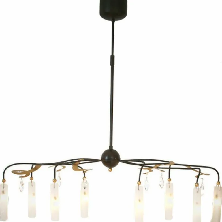 Suspension Holländer CASINO OVAL Brun, Or, Noir, 8 lumières
