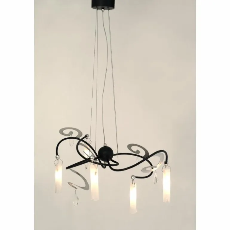 Suspension Holländer CASINO Noir, Argenté, 5 lumières