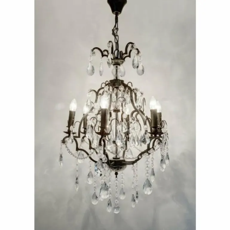 Suspension Holländer CRISTALLO Anthracite, 6 lumières