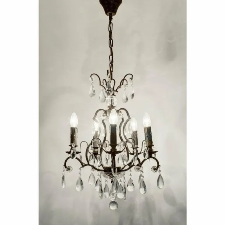 Suspension Holländer CRISTALLO Ancien, Brun, Or, 5 lumières