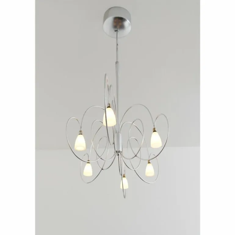 Suspension Holländer ROSASPINA OVAL Argenté, 6 lumières