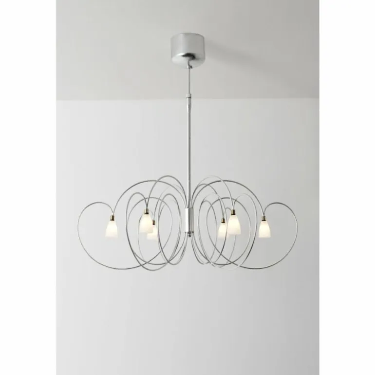 Suspension Holländer ROSASPINA Argenté, 6 lumières
