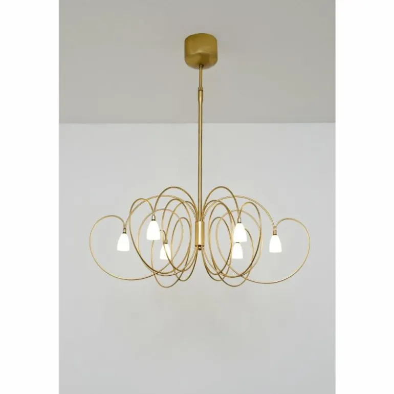 Suspension Holländer ROSASPINA Or, 6 lumières