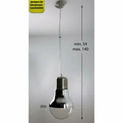 Suspension Ideallux LUCE Chrome, Acier inoxydable, 1 lumière