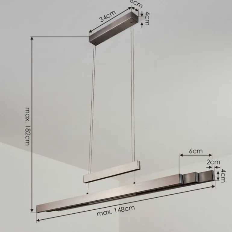 Suspension Inicio LED Nickel mat, 5 lumières