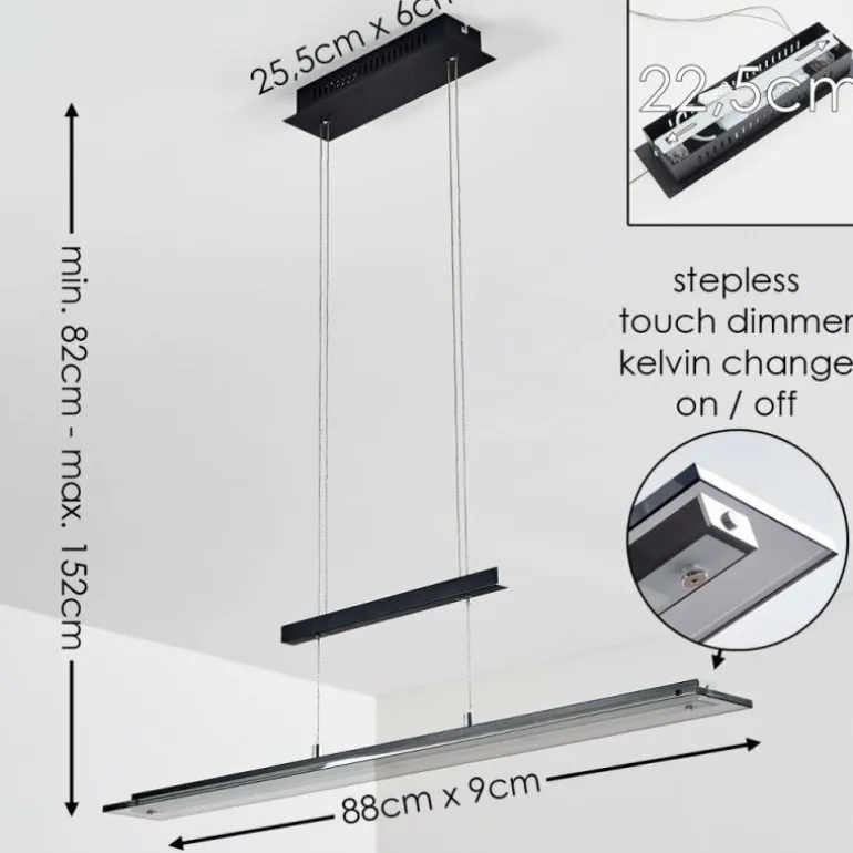 Suspension Junsele LED Noir, 1 lumière