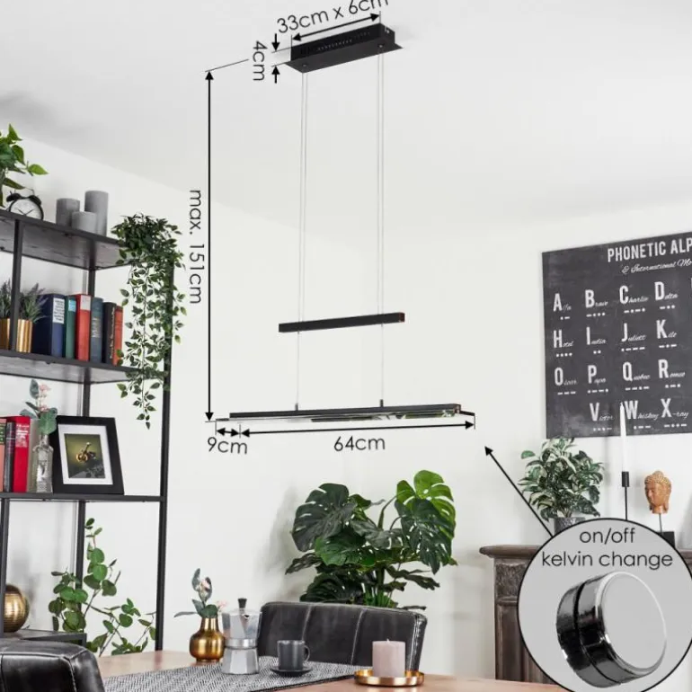 Suspension Junsele LED Noir, 1 lumière