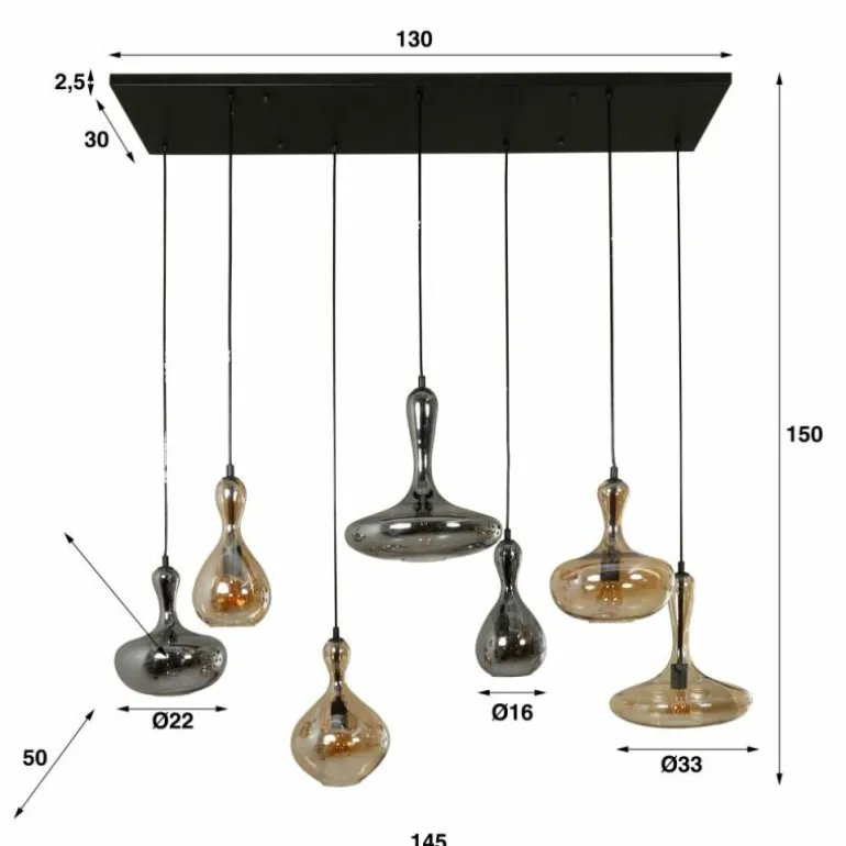 Suspension Karaf Anthracite, 7 lumières