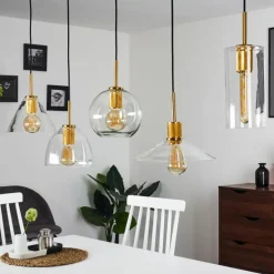 Suspension Karo Laiton, Noir, 5 lumières