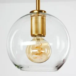 Suspension Karo Laiton, Noir, 5 lumières