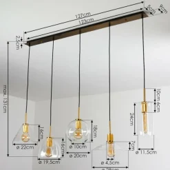 Suspension Karo Laiton, Noir, 5 lumières