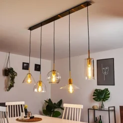 Suspension Karo Laiton, Noir, 5 lumières