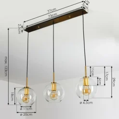 Suspension Karo Laiton, Noir, 3 lumières