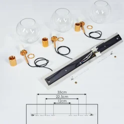 Suspension Karo Laiton, Noir, 3 lumières