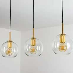 Suspension Karo Laiton, Noir, 3 lumières