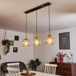 Suspension Karo Laiton, Noir, 3 lumières
