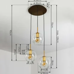 Suspension Karo Laiton, Noir, 3 lumières