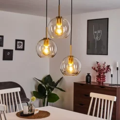 Suspension Karo Laiton, Noir, 3 lumières