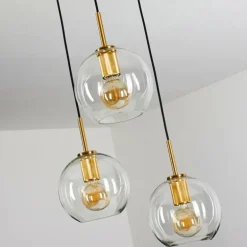 Suspension Karo Laiton, Noir, 3 lumières