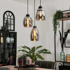 Suspension Kenong Fumé, Noir, 3 lumières