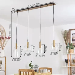 Suspension Kenong Laiton, 4 lumières