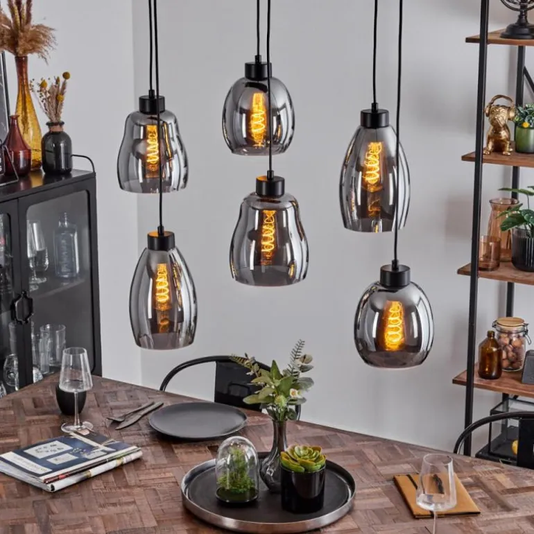 Suspension Kenong Noir, 6 lumières