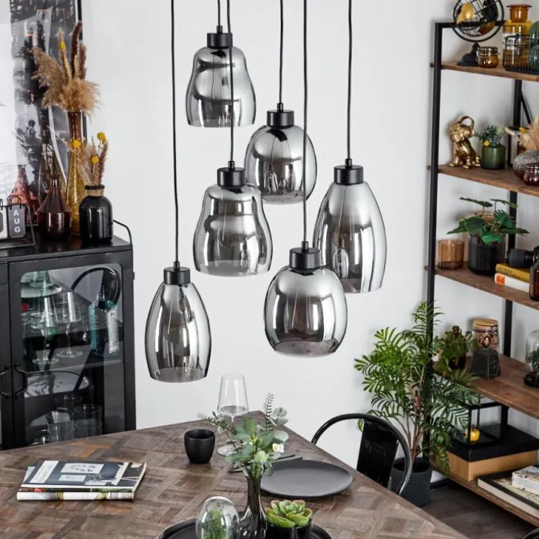 Suspension Kenong Noir, 6 lumières