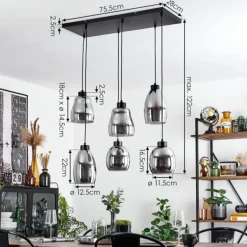 Suspension Kenong Noir, 6 lumières