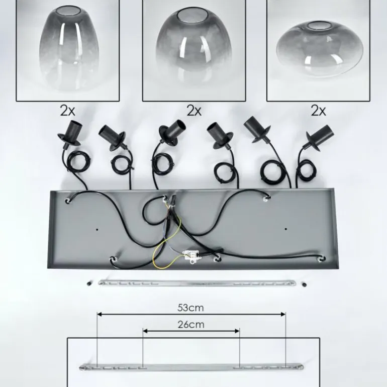 Suspension Kissaboui Noir, 6 lumières