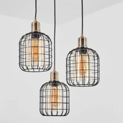 Suspension Kiubneko Laiton, Noir, 3 lumières